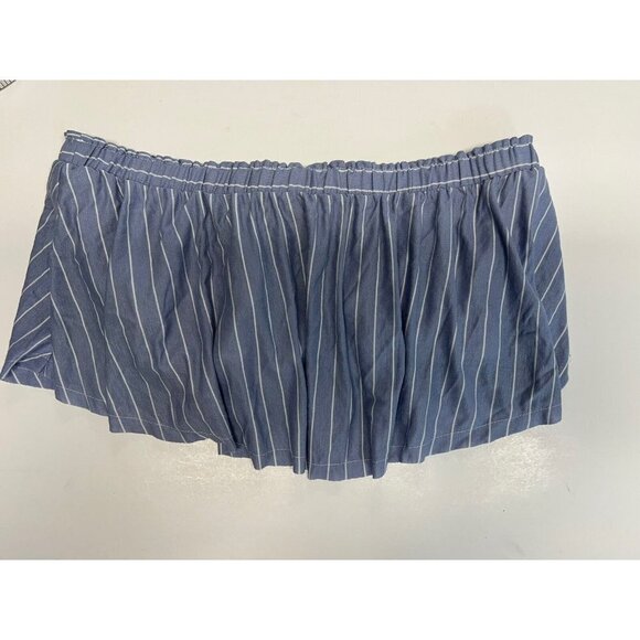 Sage Strapless Bandeau Ruffle Crop Top~Size Medium~Blue White Stripe Sexy Casual - Picture 6 of 6